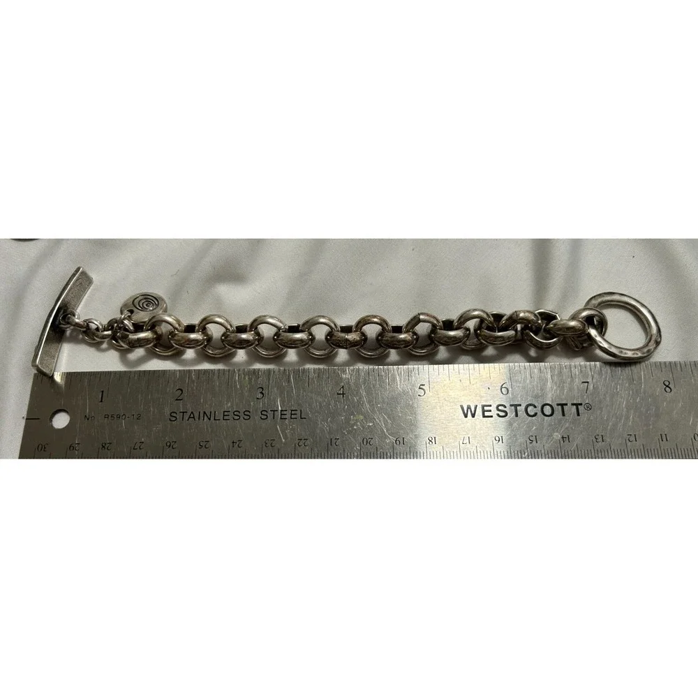 Ciclon Silver Plated Statement Bracelet Toggle Clasp Chunky Link Boho Signed